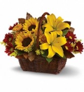 Golden Days of Fall   Basket Flower Bouquet